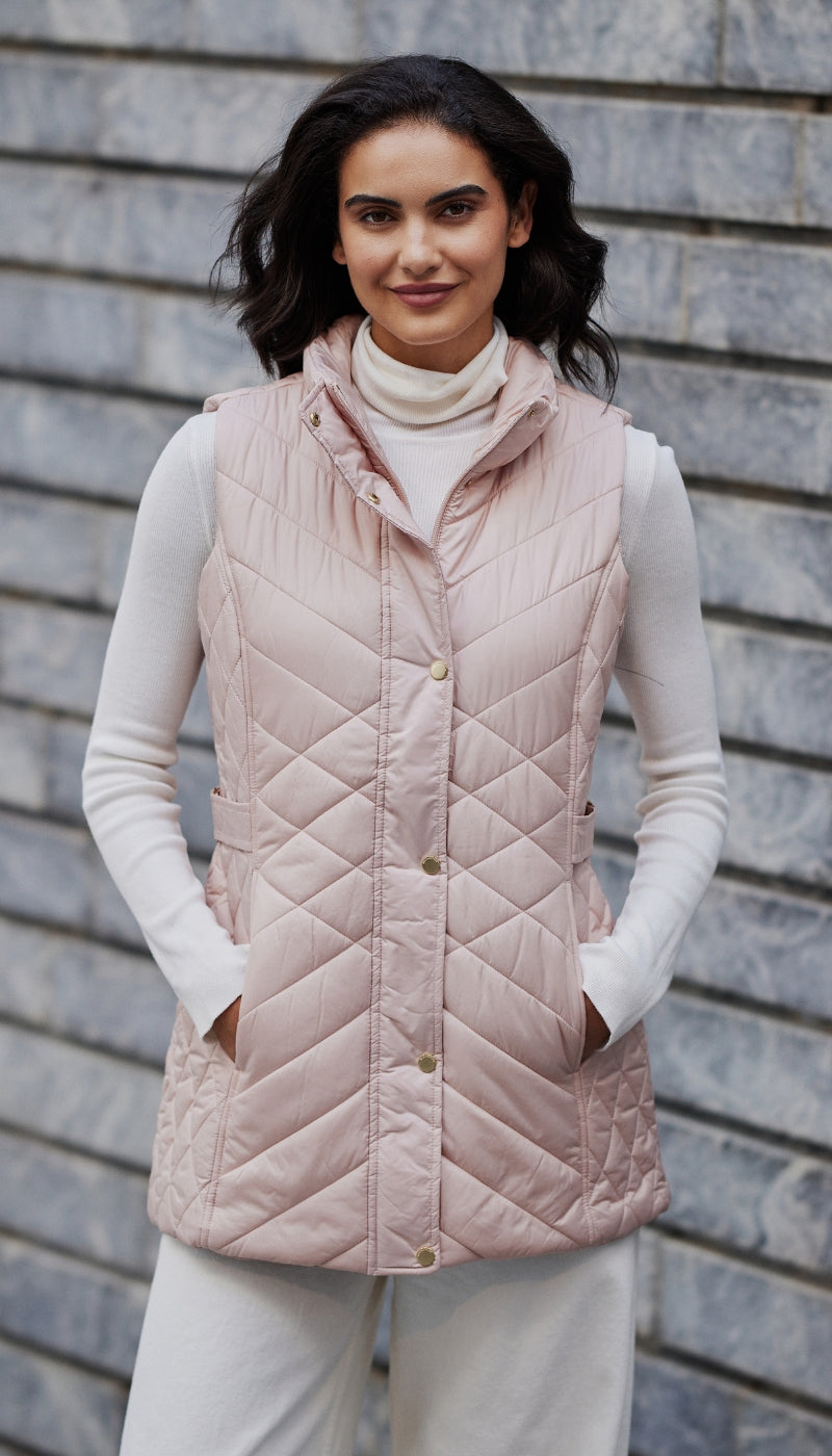 MIXED QUILTED LONGLINE VEST