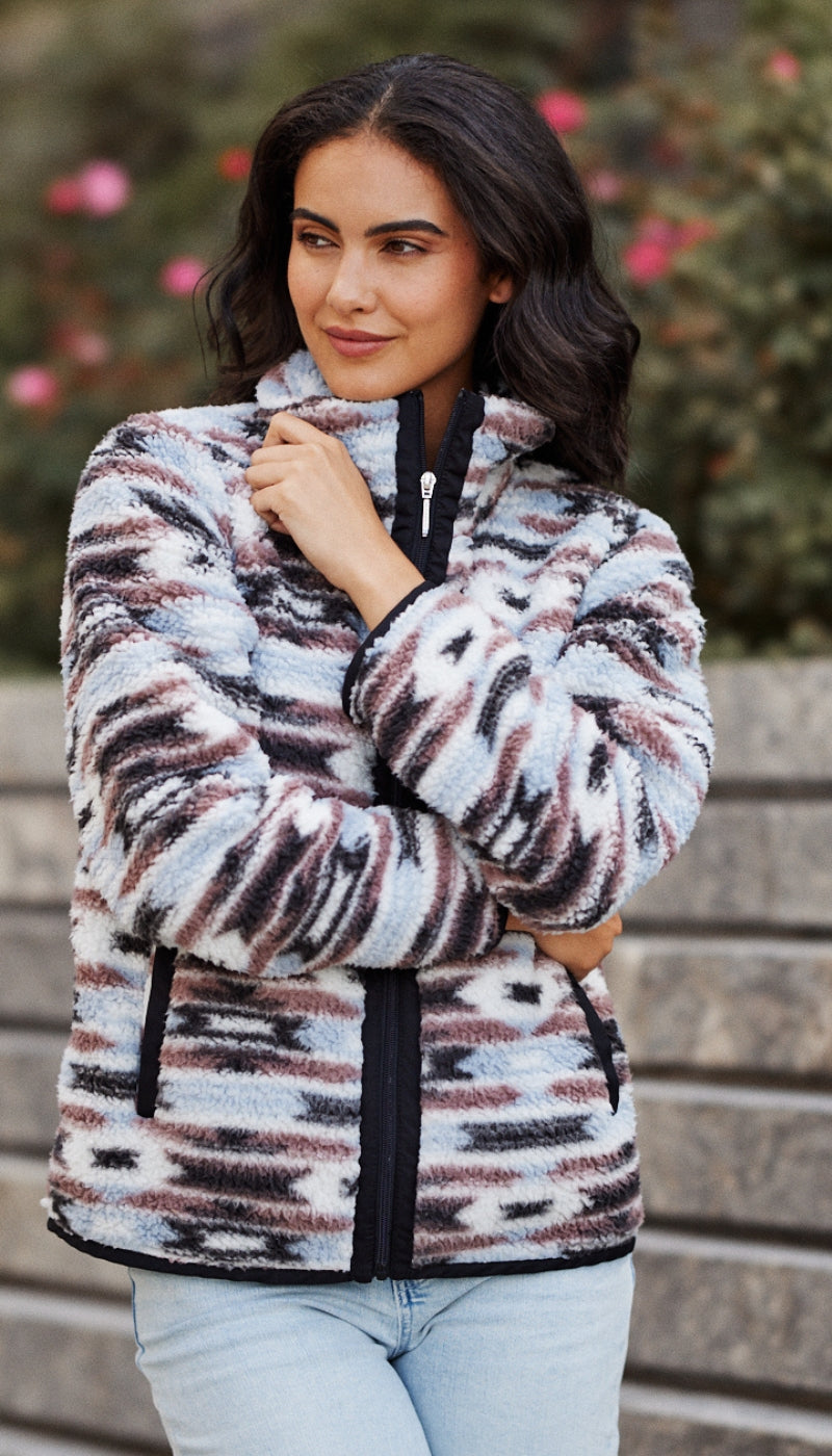ZIPPER FRONT BONDED SHERPA FLEECE