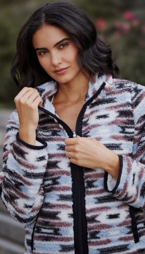 ZIPPER FRONT BONDED SHERPA FLEECE