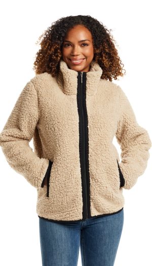ZIPPER FRONT BONDED SHERPA FLEECE