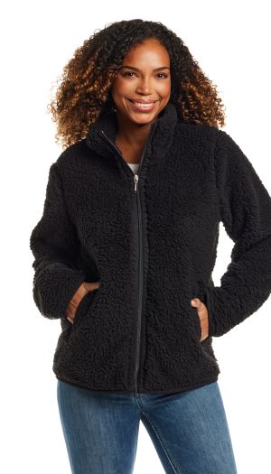 ZIPPER FRONT BONDED SHERPA FLEECE