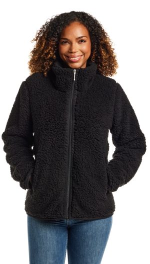 ZIPPER FRONT BONDED SHERPA FLEECE