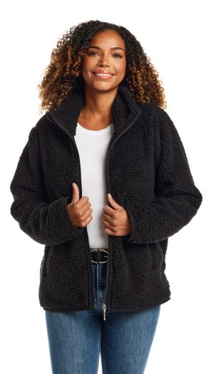 ZIPPER FRONT BONDED SHERPA FLEECE