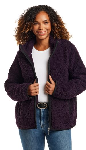 ZIPPER FRONT BONDED SHERPA FLEECE