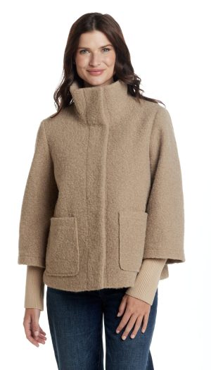 BOUCLE JACKET WITH KNIT SLEEVES