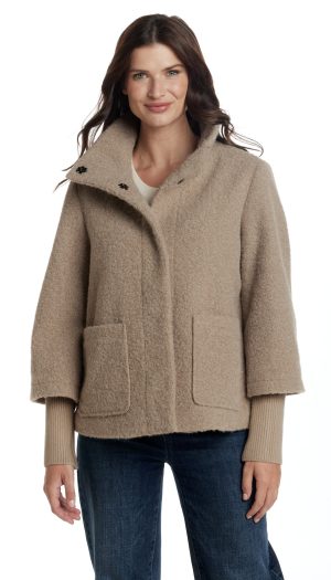 BOUCLE JACKET WITH KNIT SLEEVES