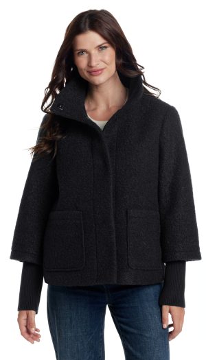 BOUCLE JACKET WITH KNIT SLEEVES