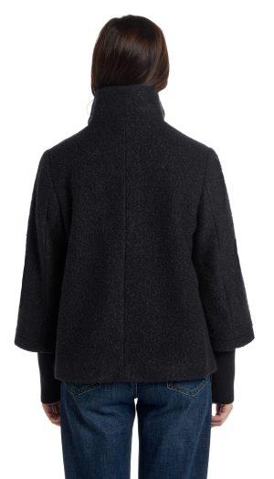 BOUCLE JACKET WITH KNIT SLEEVES