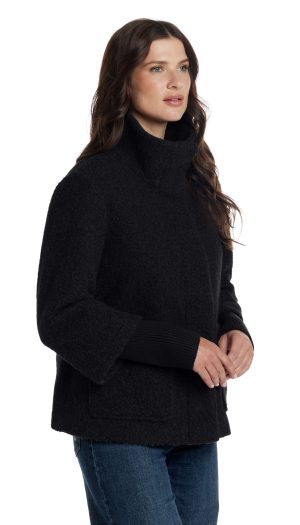 BOUCLE JACKET WITH KNIT SLEEVES