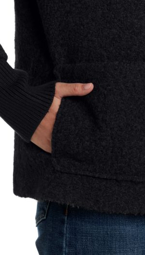 BOUCLE JACKET WITH KNIT SLEEVES