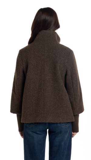 BOUCLE JACKET WITH KNIT SLEEVES