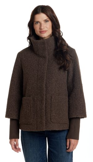 BOUCLE JACKET WITH KNIT SLEEVES