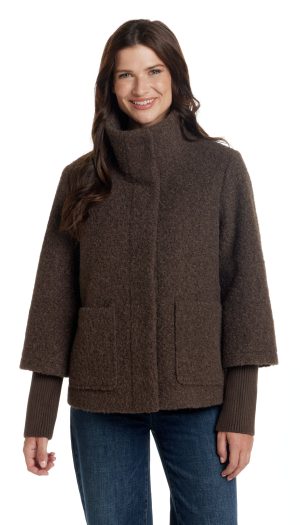 BOUCLE JACKET WITH KNIT SLEEVES