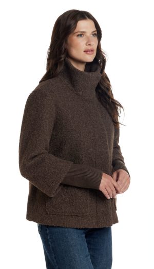 BOUCLE JACKET WITH KNIT SLEEVES