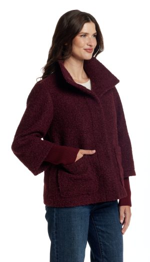 BOUCLE JACKET WITH KNIT SLEEVES