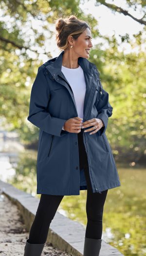 HOODED A-LINE RAIN JACKET